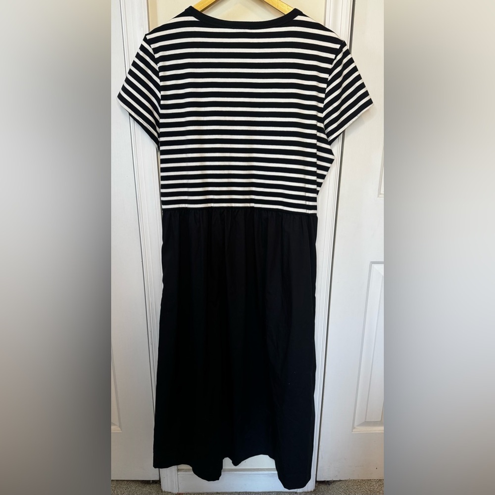 J. Crew Black and White Cotton Womans Striped Dress - Picture 4 of 5